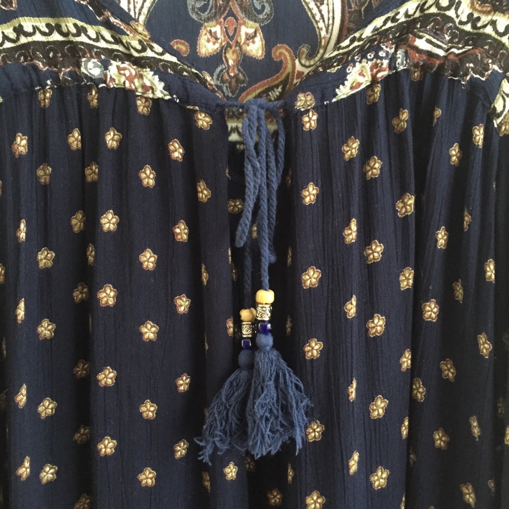 5/$25 Angie Boho Printed Tunic with Bell Sleeves - Picture 4 of 6